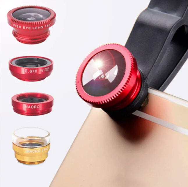 3-in-1 Smartphone Camera Lensset - Groothoek, Macro en Fisheye Lenzen