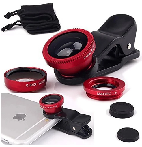 3-in-1 Smartphone Camera Lensset - Groothoek, Macro en Fisheye Lenzen